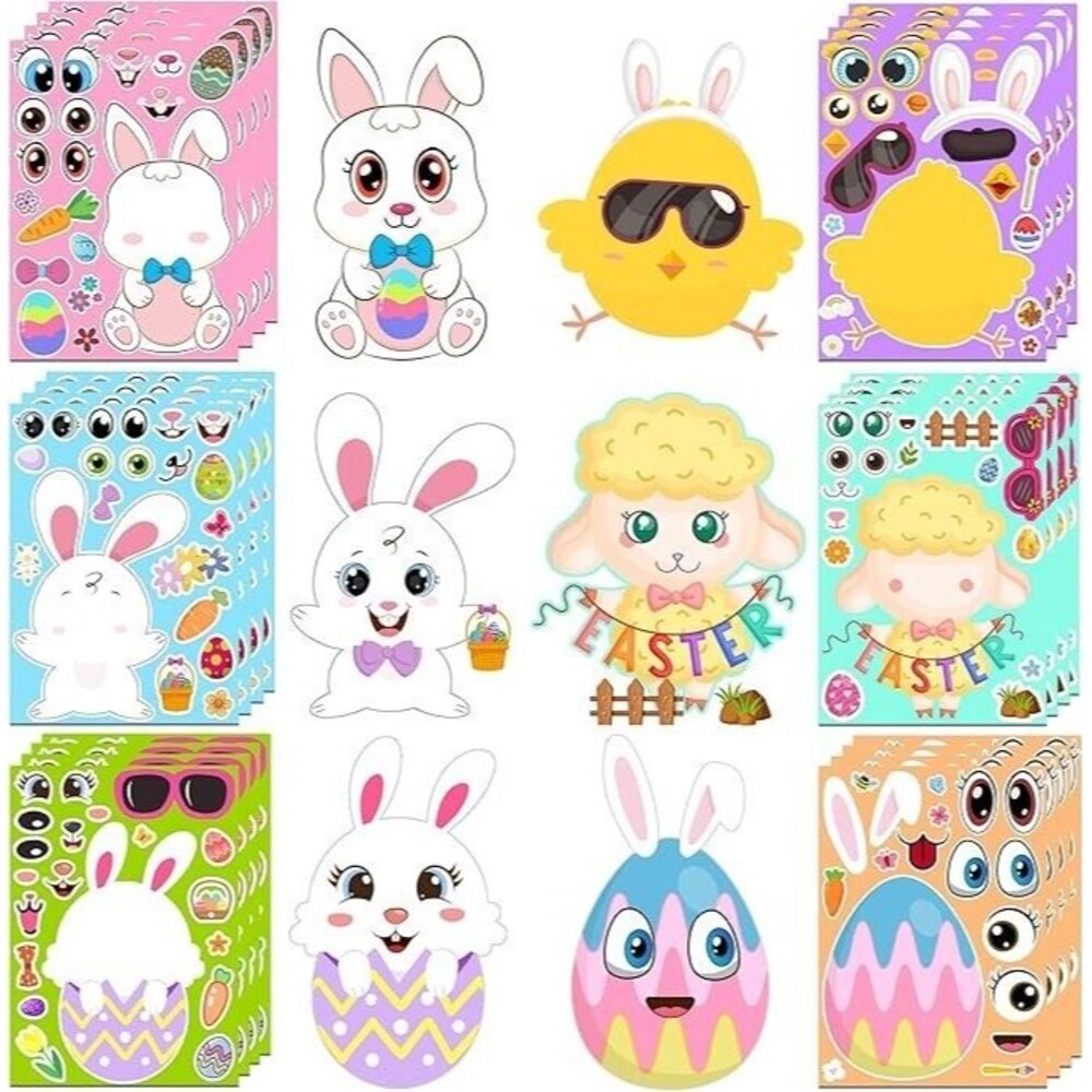Easter Stickers - DIY Happy Easter Egg Bunny Sticker for Kids, Easter Crafts Sti